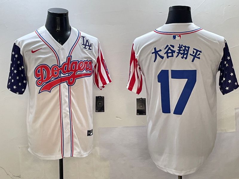 Men Los Angeles Dodgers #17 Ohtani White a generation of national flags Joint name 2025 Nike MLB Jersey style 4